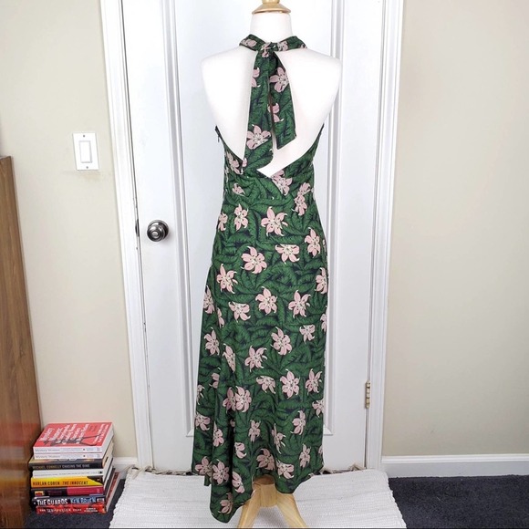 Topshop | Hibiscus Floral Halter Neck Midi Dress 4 - Picture 5 of 8